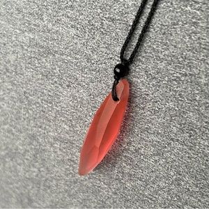 Geometric Resin Pendant ~ Adjustable Rope Necklace ~ Red Tones ~ Brand New!